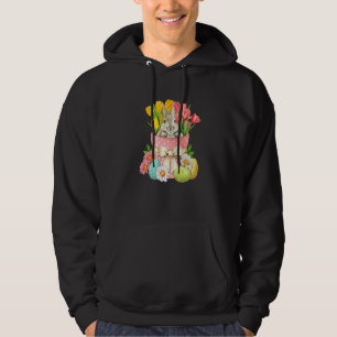 Cute Colourful Bunny Face Tie Dye Red Heart Flower Hoodie