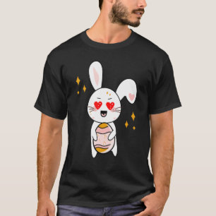 Cute Colourful Bunny Face Tie Dye Red Heart Flower T-Shirt