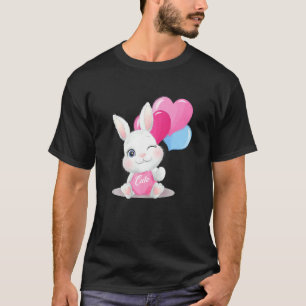 Cute Colourful Bunny Face Tie Dye Red Heart Flower T-Shirt