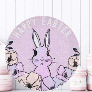 Cute Colourful Bunny Magnolia Flower Easter Cutting Board