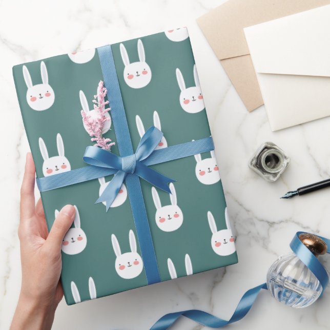 Cute Colourful Bunny White Rabbit Pastel Colour  Wrapping Paper (Gifting)