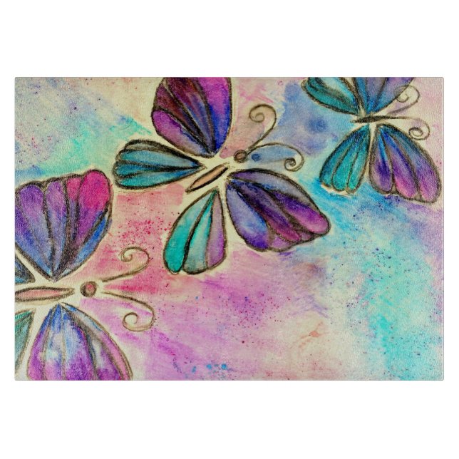 Cute Colourful Butterflies Cutting Board (Front)