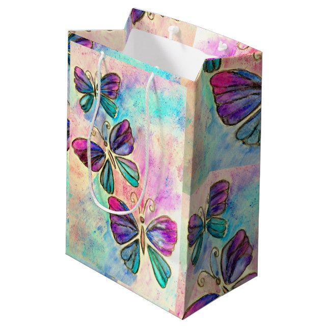 Cute Colourful Butterflies - Medium Gift Bag (Back Angled)