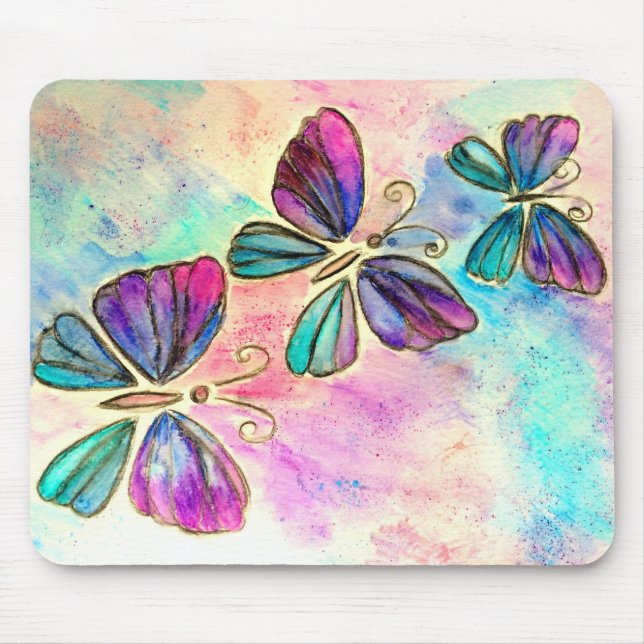 Cute Colourful Butterflies Mouse Pad (Front)