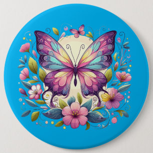 Cute, colourful butterfly 6 cm round badge