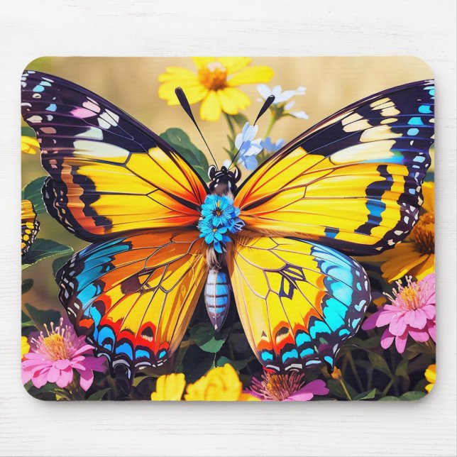 Cute Colourful Butterfly Art Mouse Pad (Front)
