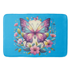 Cute, colourful butterfly  bath mat
