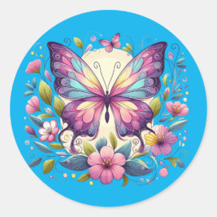 Cute, colourful butterfly  classic round sticker