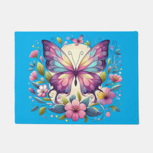 Cute, colourful butterfly doormat