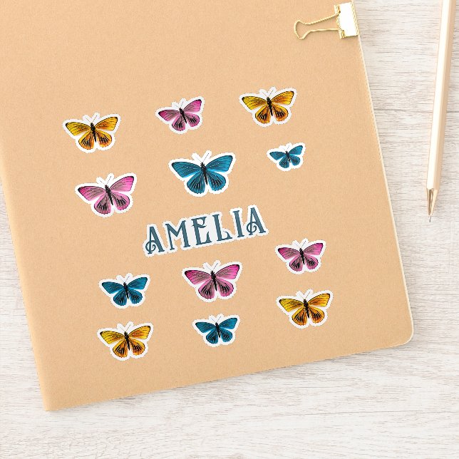 Cute Colourful Butterfly Girl Name (Notebook)