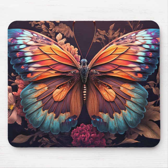Cute Colourful Butterfly Illustration Mouse Pad (Front)