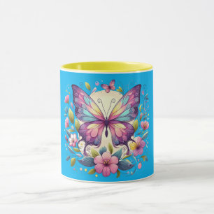 Cute, colourful butterfly mug