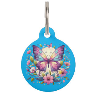 Cute, colourful butterfly pet tag
