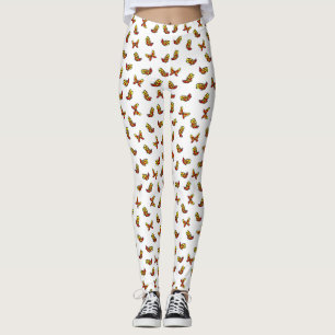 Cute Colourful Butterfly Print on White Leggings