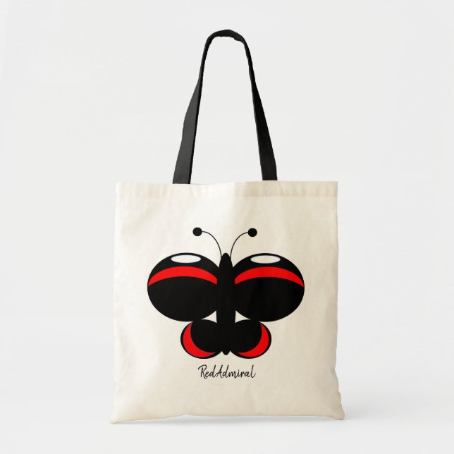 Cute Colourful Butterfly Tote Bag - Red Admiral (Front)