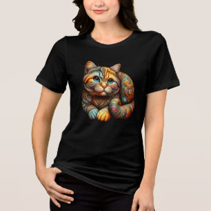 Cute Colourful Calico Cat Tri-Blend Shirt
