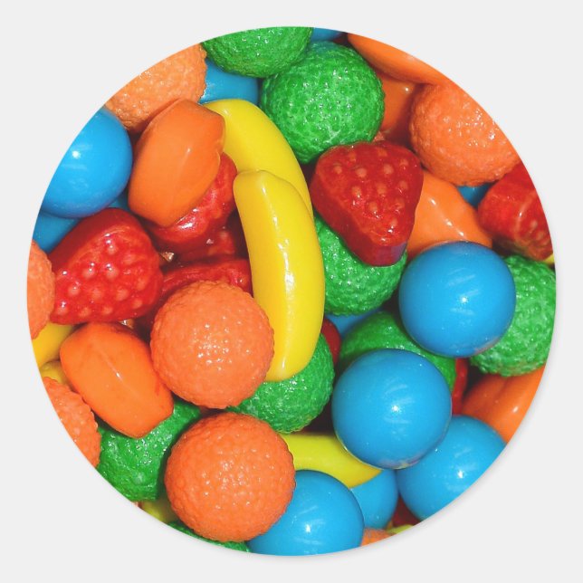 Cute Colourful Candy Pattern Classic Round Sticker (Front)