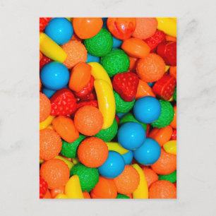Cute Colourful Candy Pattern Postcard