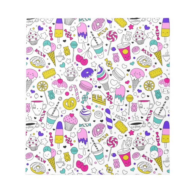Cute Colourful Candy Sweet Pattern Notepad (Front)