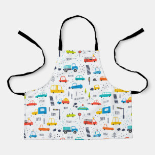 Cute Colourful Car Traffic Pattern Apron