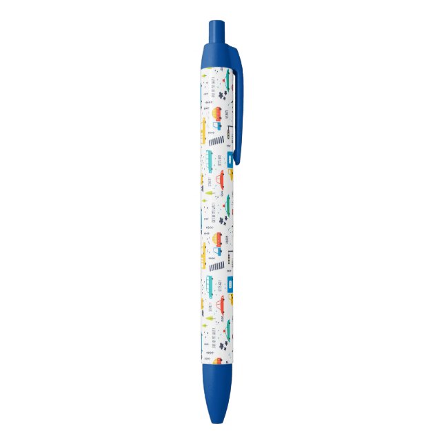 Cute Colourful Car Traffic Pattern Black Ink Pen (Bottom (Vertical))