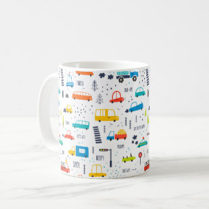 Cute Colourful Car Traffic Pattern Coffee Mug