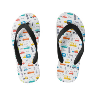 Cute Colourful Car Traffic Pattern Kid's Thongs