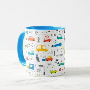 Cute Colourful Car Traffic Pattern Mug
