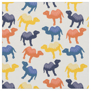 Cute Colourful Cartoon Camels Pattern Fabric