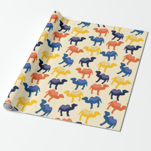 Cute Colourful Cartoon Camels Pattern Wrapping Paper