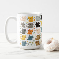Cute Colourful Cartoon Cats Pattern Mug – Cat Love