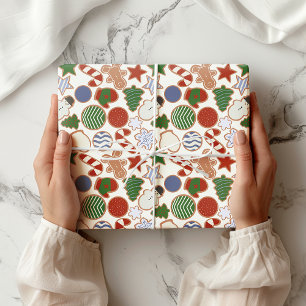 Cute Colourful Cartoon Christmas Sugar Cookie Wrapping Paper