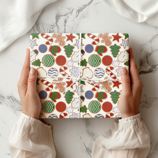 Cute Colourful Cartoon Christmas Sugar Cookie Wrapping Paper