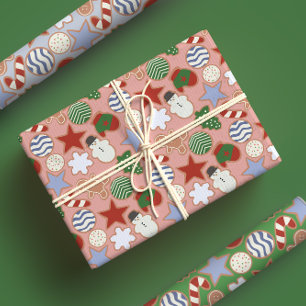 Cute Colourful Cartoon Christmas Sugar Cookie Wrapping Paper Sheet