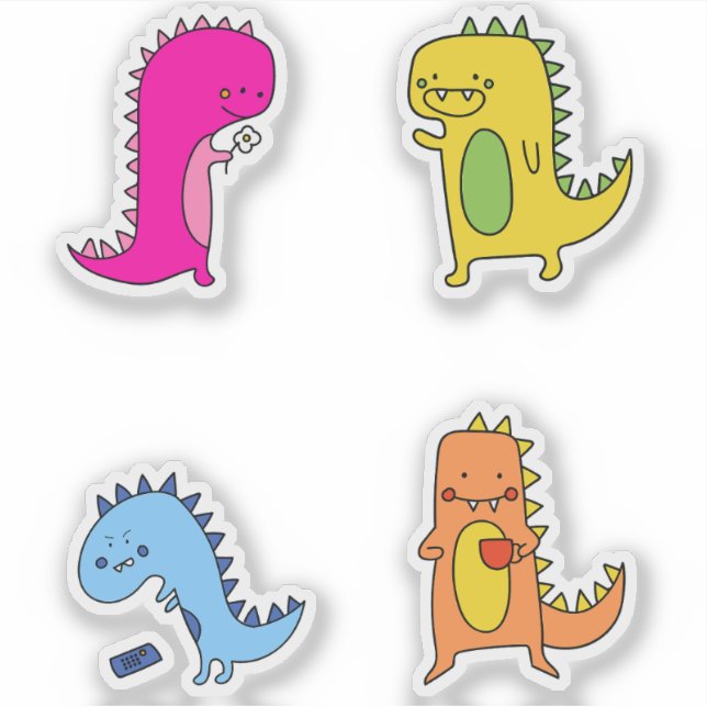 Cute Colourful Cartoon Dinosaurs (Front)