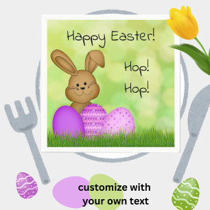 Cute Colourful Cartoon Easter Bunny Paper Napkins