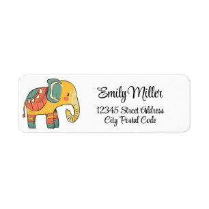 Cute colourful cartoon elephant decoration return address label