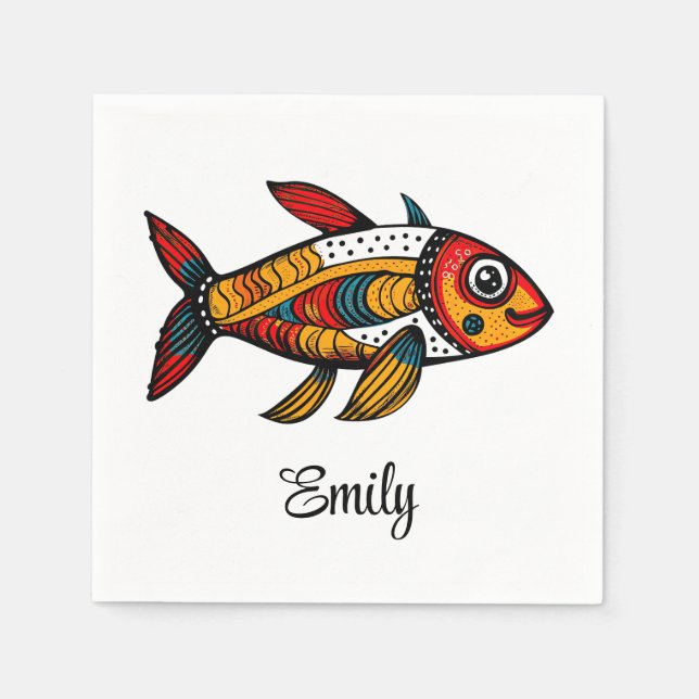 Cute colourful cartoon fish decoration  napkin (Front)