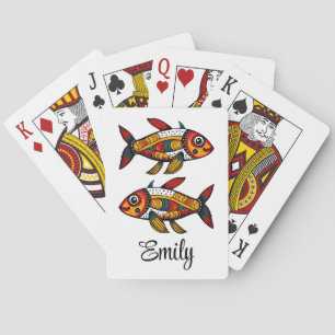 Cute colourful cartoon fish decoration playing cards