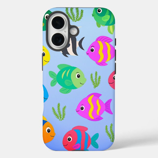 Cute Colourful Cartoon Fish Pattern | Kids Ocean S Case-Mate iPhone Case (Back)
