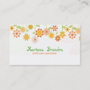Cute Colourful Cartoon Flowers Business Card