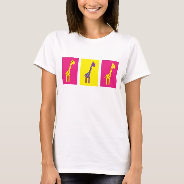 Cute & Colourful Cartoon Girafffes Customisable T-Shirt (Front)
