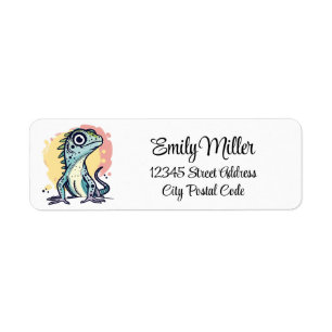 Cute colourful cartoon lizard decoration return address label