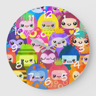 Cute Colourful Cartoon People Characters Large Clock