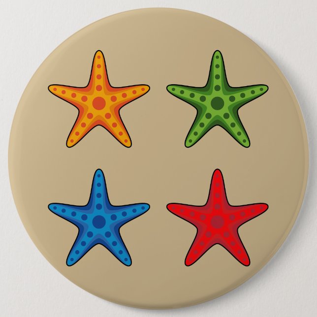 Cute Colourful Cartoon Starfish Set 6 Cm Round Badge (Front)