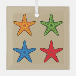 Cute Colourful Cartoon Starfish Set Glass Tree Decoration