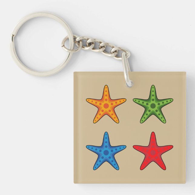 Cute Colourful Cartoon Starfish Set Key Ring (Front)