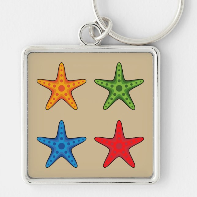 Cute Colourful Cartoon Starfish Set Key Ring (Front)