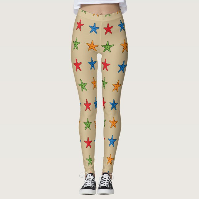 Cute Colourful Cartoon Starfish Set Leggings (Front)