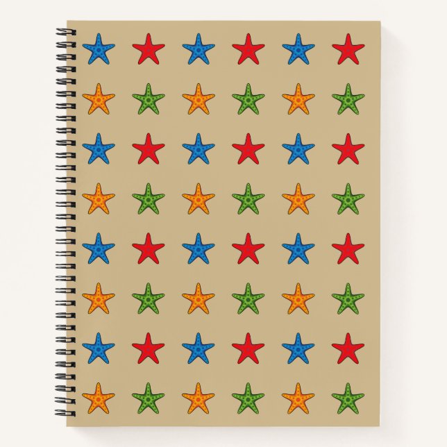 Cute Colourful Cartoon Starfish Set Notebook (Front)